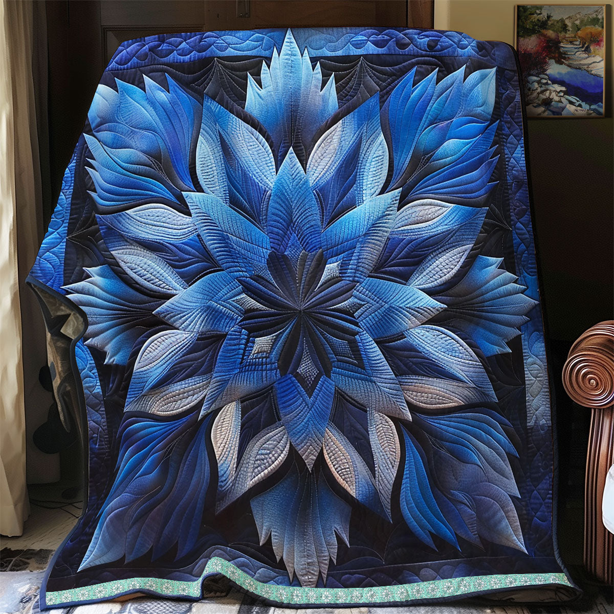 Blue Serene Blossoms WN1309008CL Quilt