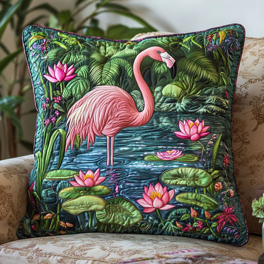 Flamingo Lotus Flowers WT0703053CL Quilt Pillow Case