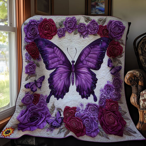 Purple Flower Butterfly WY0912014CL Quilt