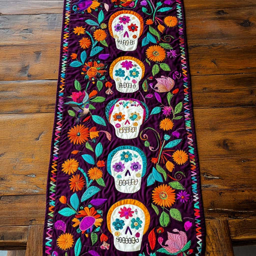 Day Of The Dead Vibrant Skulls WN2610067CL Quilted Table Runner