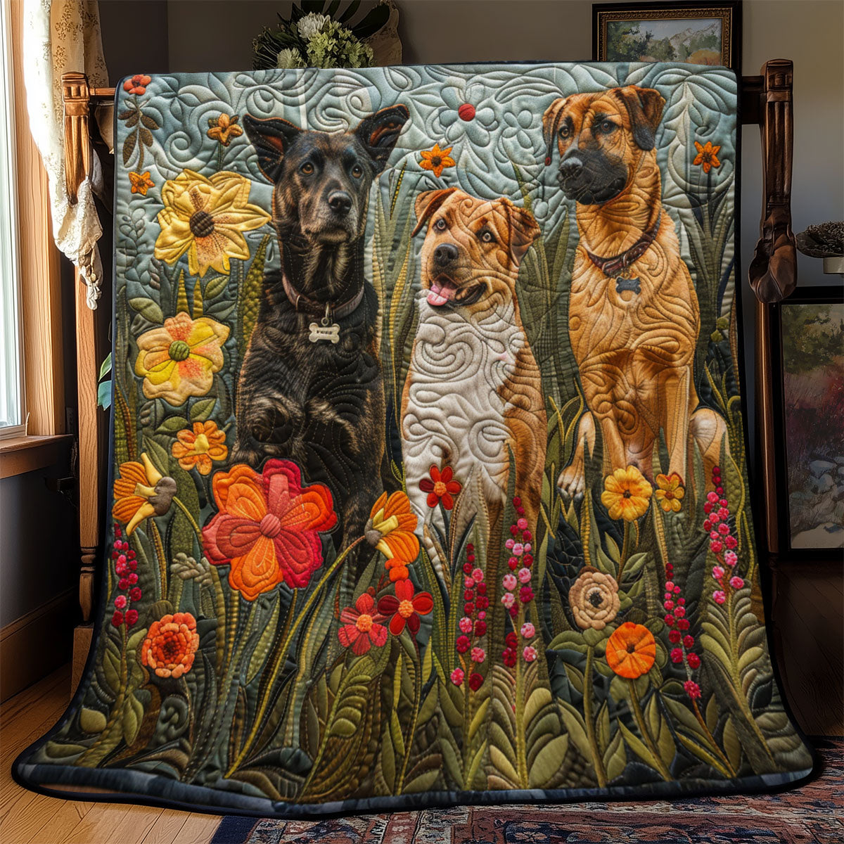 Dog Flower YR2112004CL Quilt