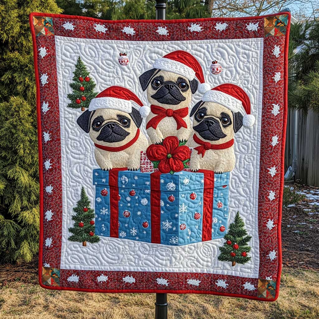 Family Pug Christmas WP0110016CL Quilt