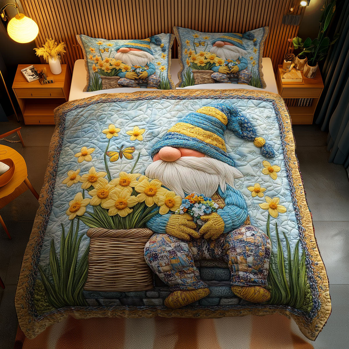 Golden Bloom Gnome WN0201059CL Duvet Cover Set