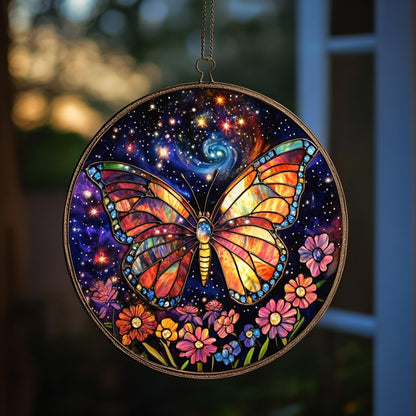 Butterfly Starry Night WU0711082CL Stained Glass Suncatcher