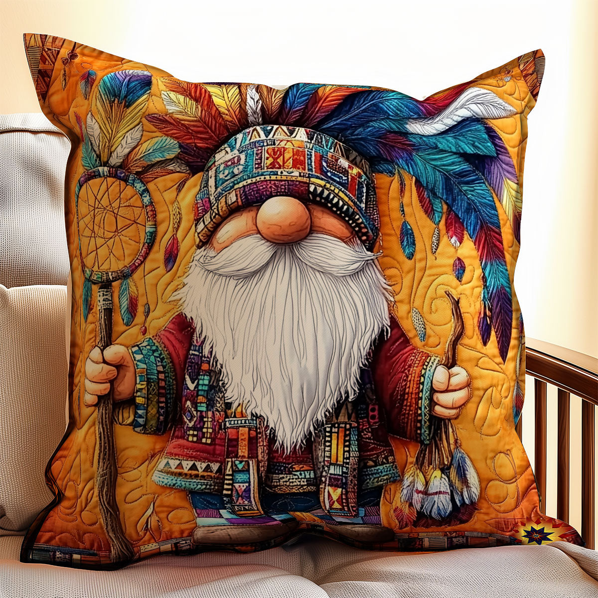 Native American Gnome WY1211047CL Quilt Pillow Case