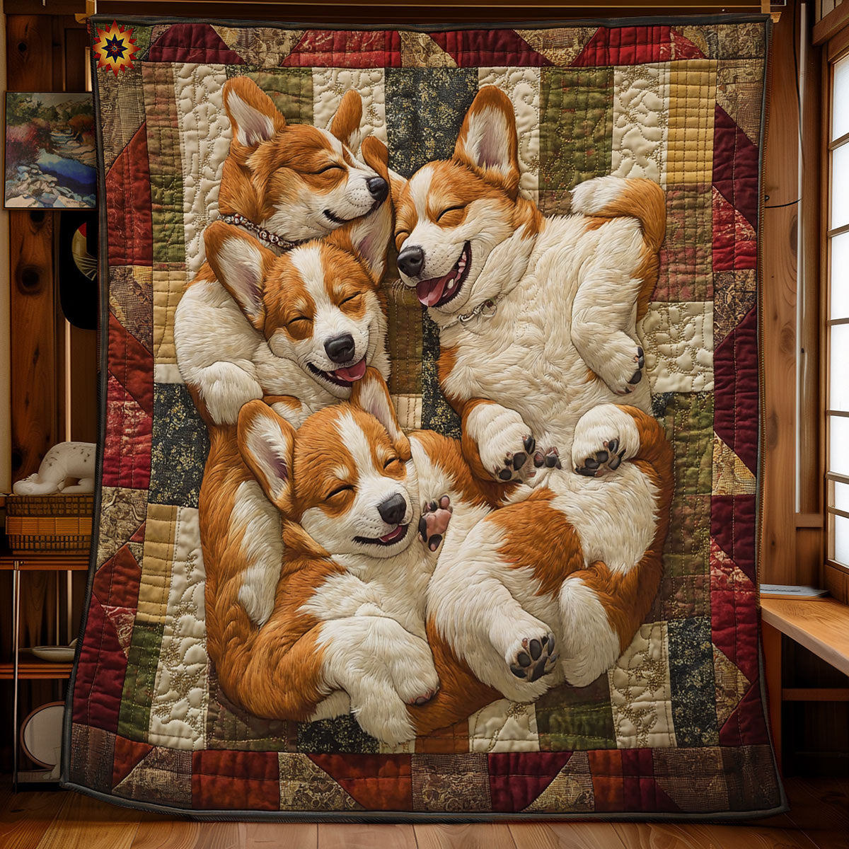 Winter Sleeping Corgi WY1211039CL Quilt