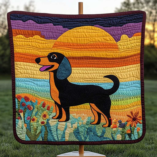 Dachshund Sunset Stroll WN0410026CL Quilt