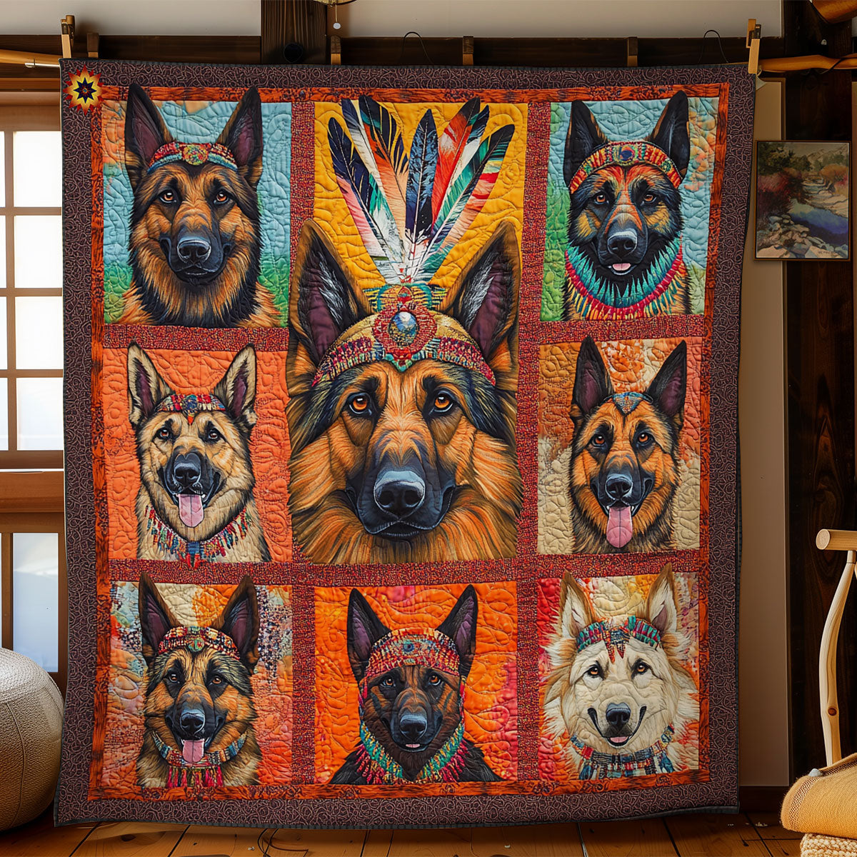 Native American German Shepherd WY1411035CL Quilt