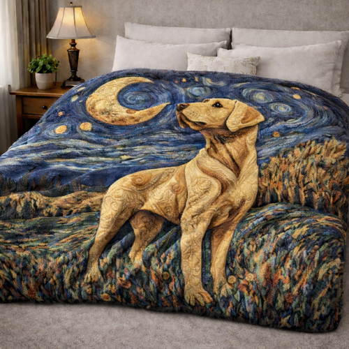 Starry Night Dog QA2301004CL Faux Fur Throw Blanket