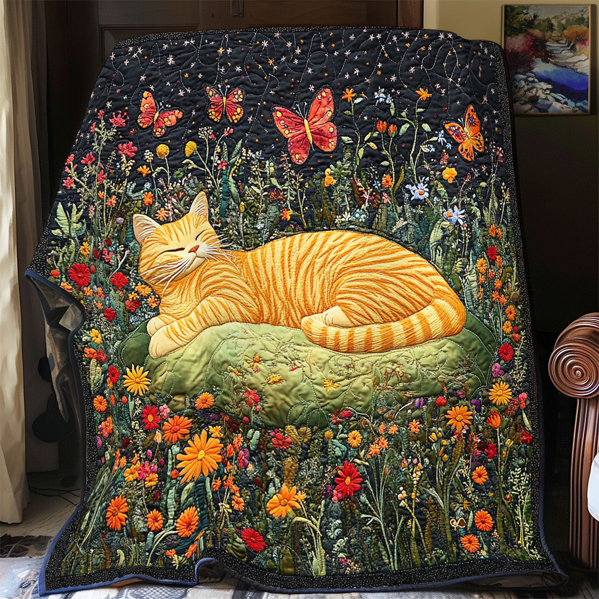 Cat Sleep In Garden WY1502028CL Quilt