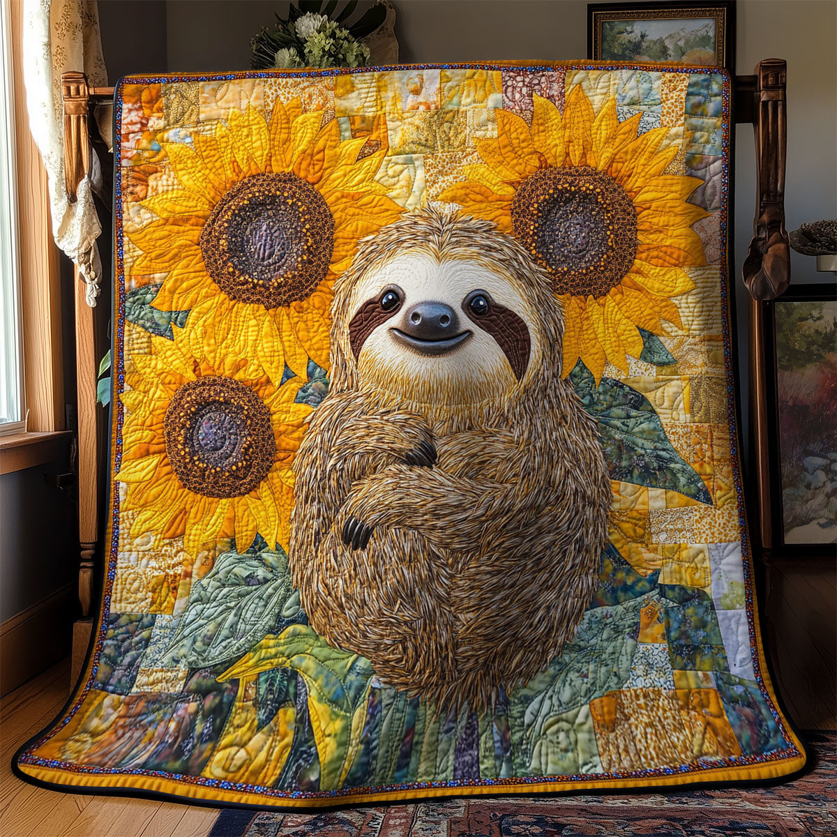 Sloth In Sunflower WY0202056CL Quilt