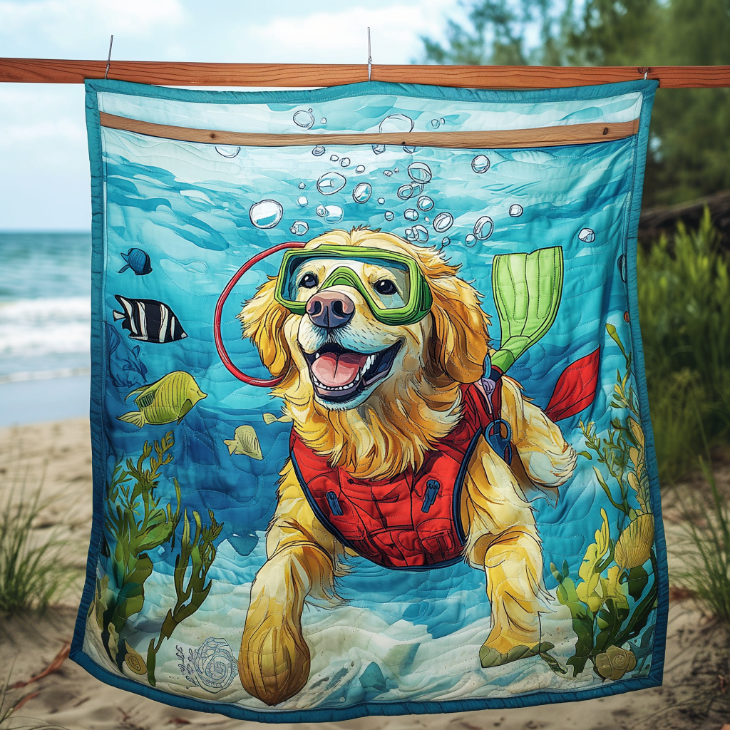 Golden Retriever Coral Explorer WN2409054CL Quilt