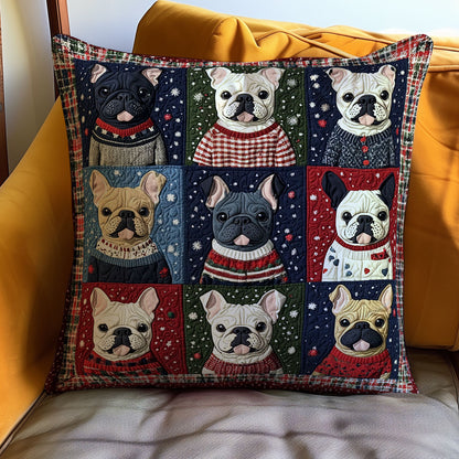 Winter French Bulldog WJ0111031CL Quilt Pillow Case