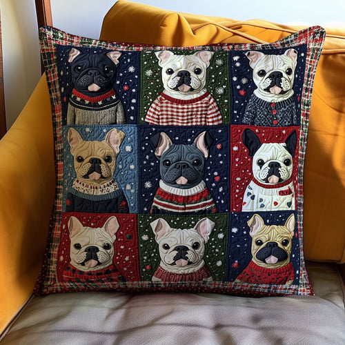 Winter French Bulldog WJ0111031CL Quilt Pillow Case