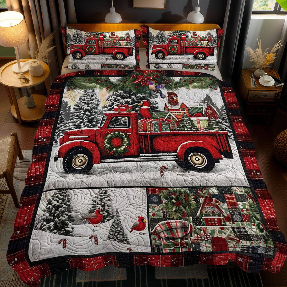 Red Truck And Snowflakes WN1510062CL Duvet Cover Set