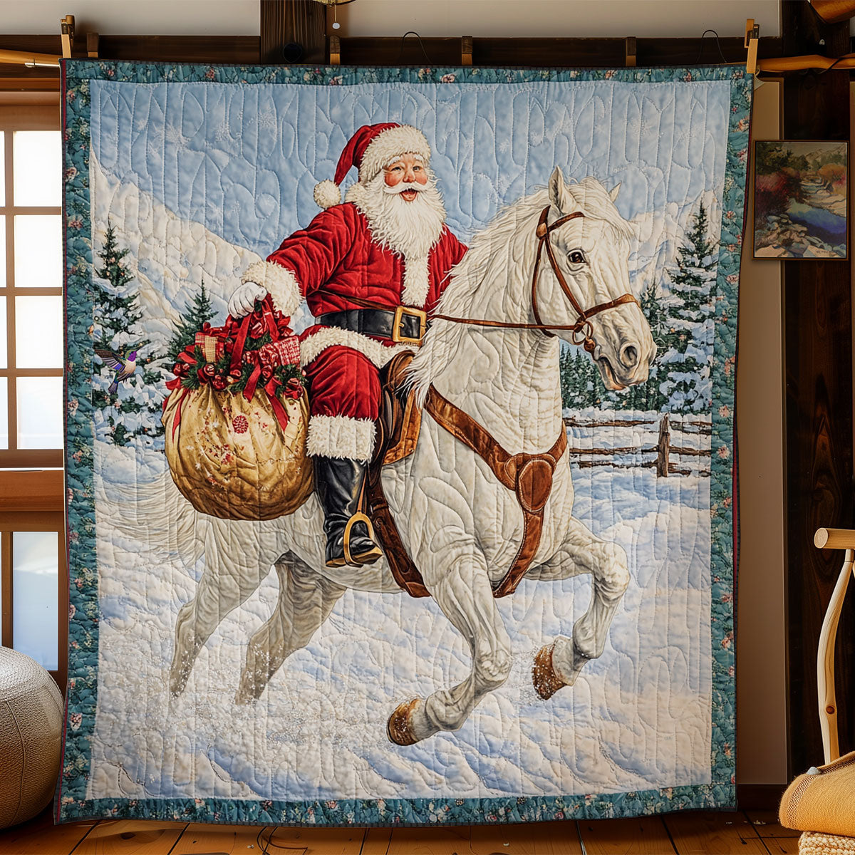 Santa Claus Riding Horse WY1211044CL Quilt