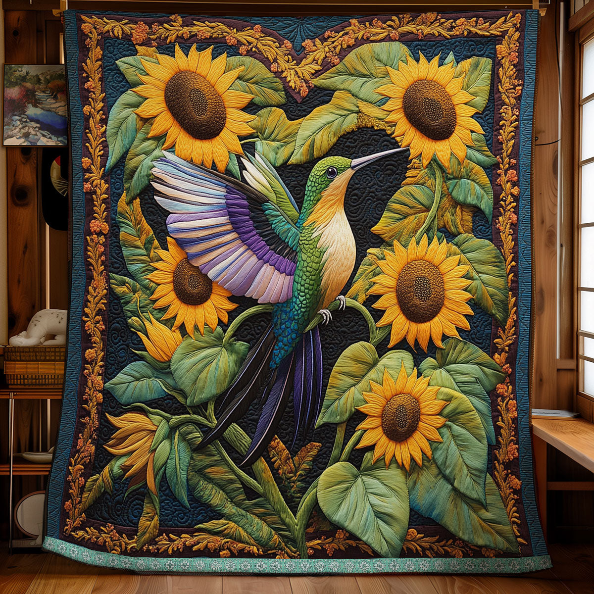 Hummingbird Sunflower WX1511028CL Quilt