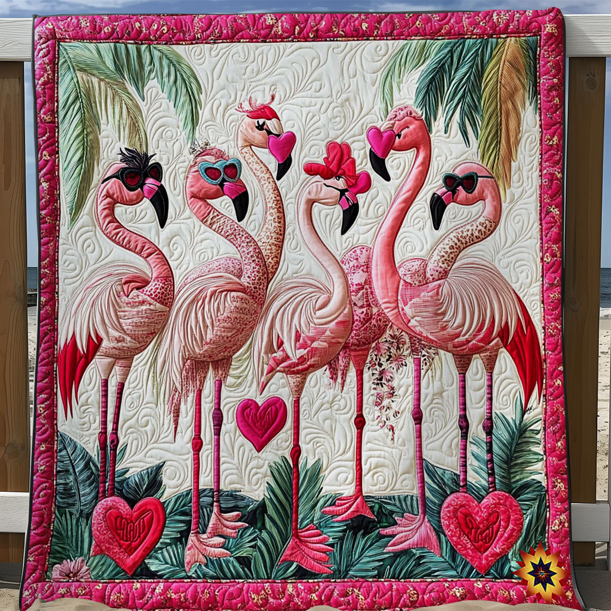 Valentine Flamingo WY0612030CL Quilt