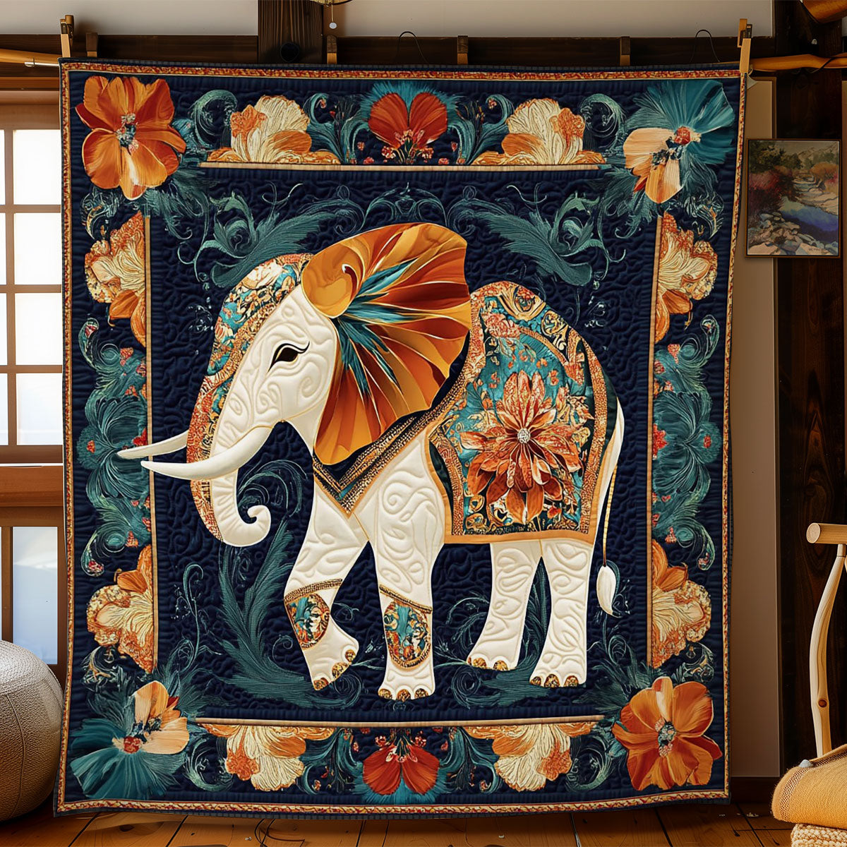 Abstract Flower Elephant WY2301041CL Quilt