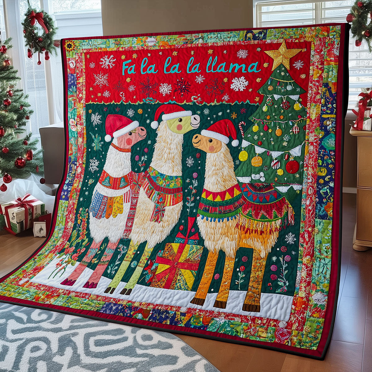 Christmas Llama WY1811032CL Quilt