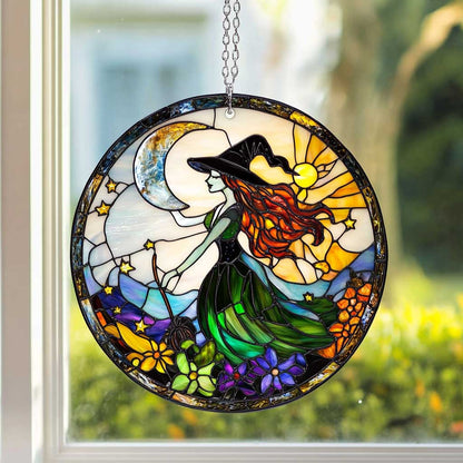 Majestic Witch WJ0310046CL Stained Glass Suncatcher