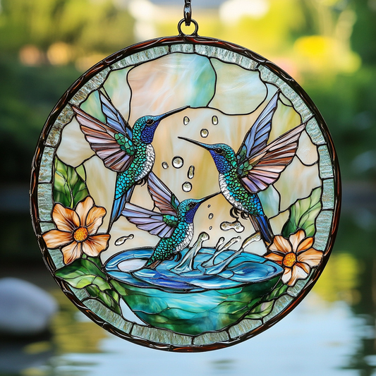 Hummingbird WU1211071CL Stained Glass Suncatcher