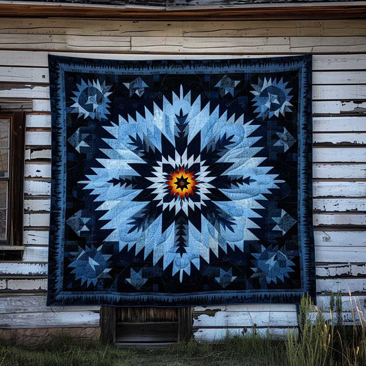 Blue Native Floral Star WN1110021CL Quilt