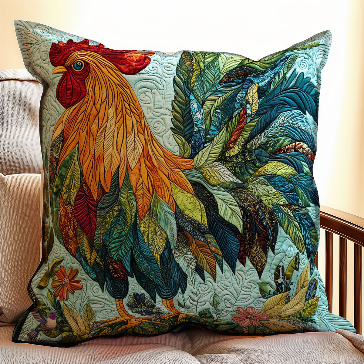 Leaves Chicken WY1211054CL Quilt Pillow Case