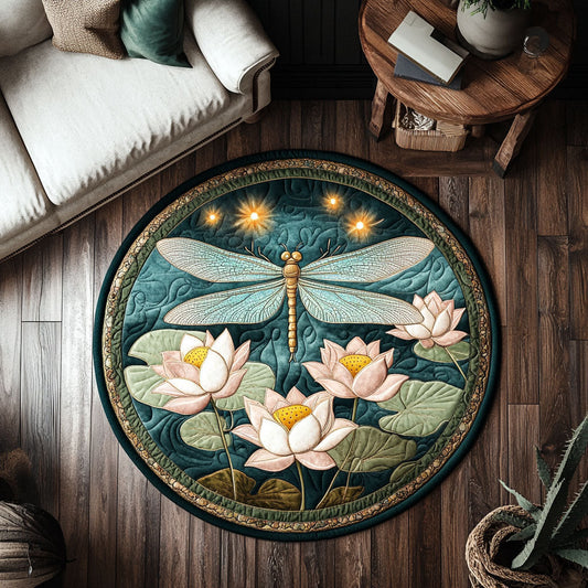 Sparkling Dragonfly Lotus CW2708008CL Quilted Round Mat