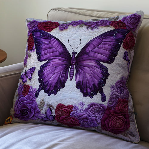 Purple Flower Butterfly WY0912081CL Quilt Pillow Case