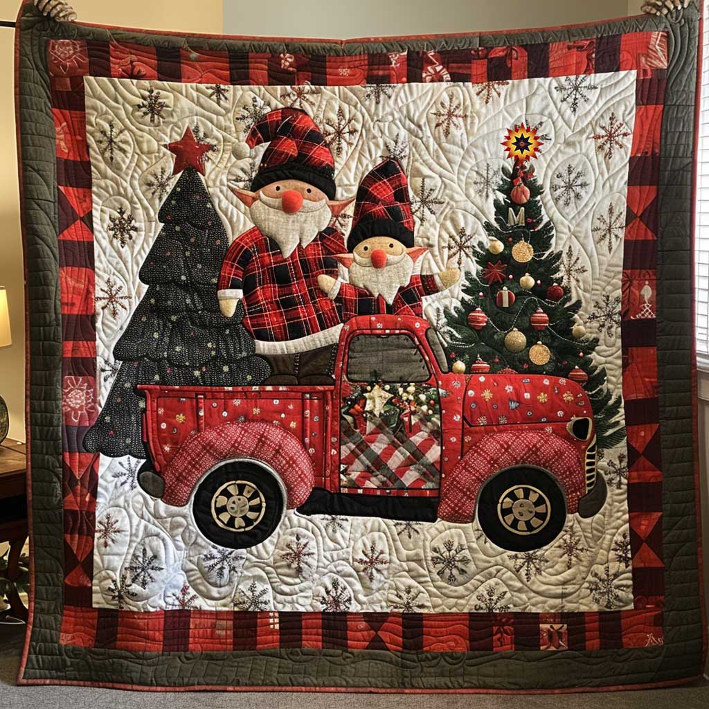 Vintage Gnome Truck Christmas WP3010048CL Quilt