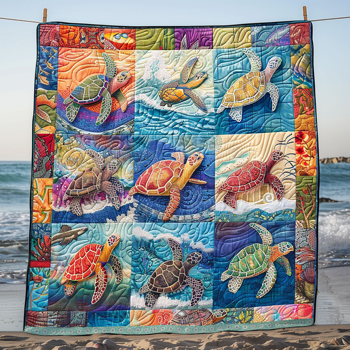 Surfing Turtle WP0409048CL Quilt