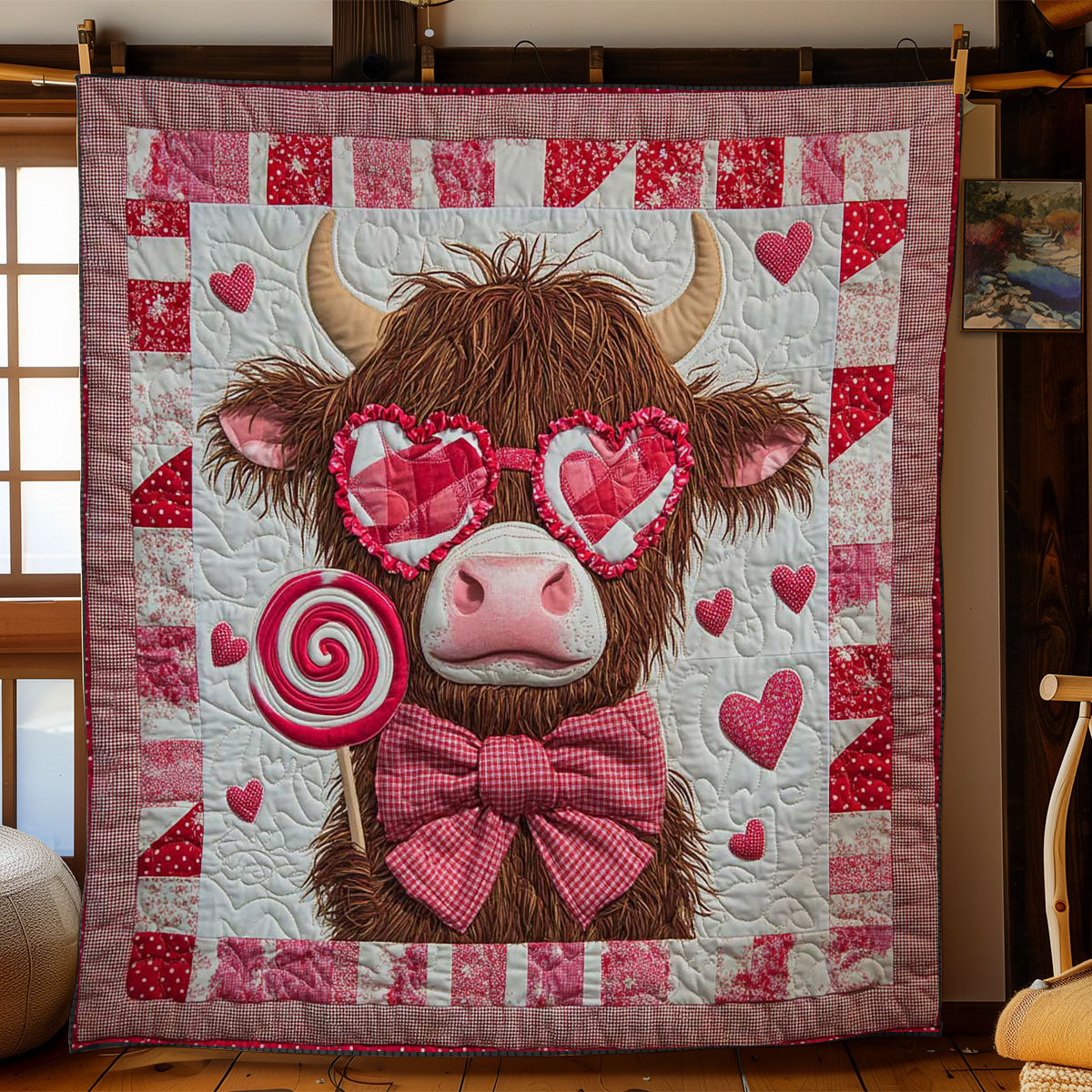 Valentine Highland Cow WN2612010CL Quilt