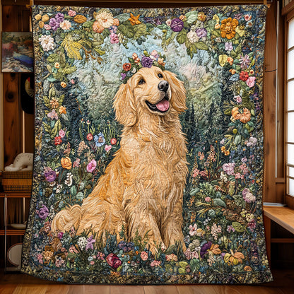 Golden Retriever Majesty Garden XB2802009CL Quilt