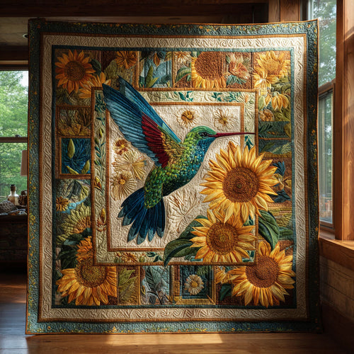 Blooming Sunflower Hummingbird CW2708076CL Quilt