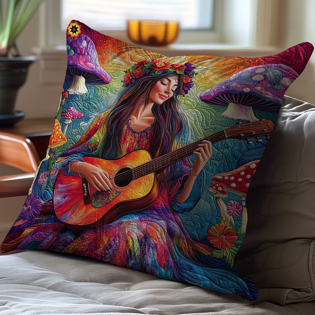 Guitar Girl WY0312126CL Quilt Pillow Case