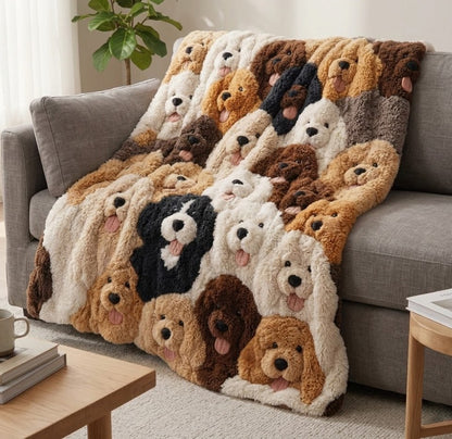 Doodle Puppies WJ2101002CL Faux Fur Throw Blanket
