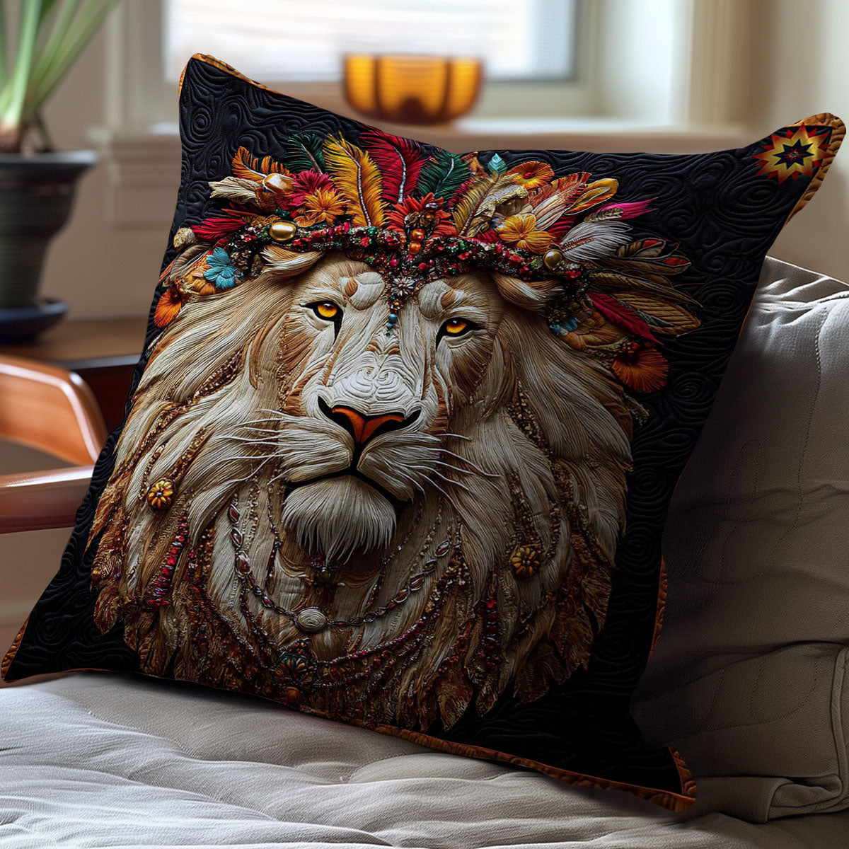 Native American Lion WY2911073CL Quilt Pillow Case