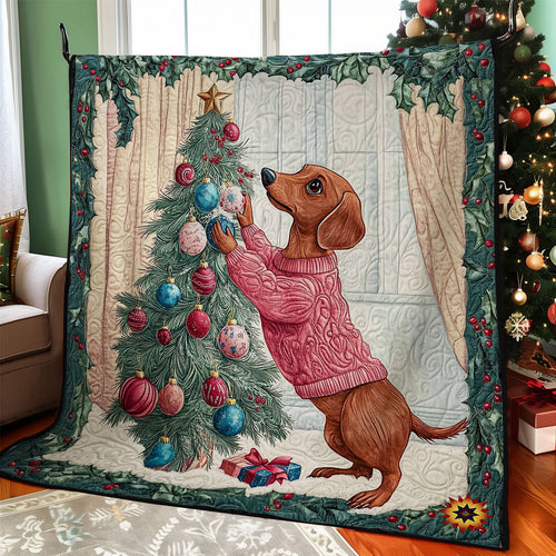 Christmas Tree And Dachshund WY1612006CL Quilt
