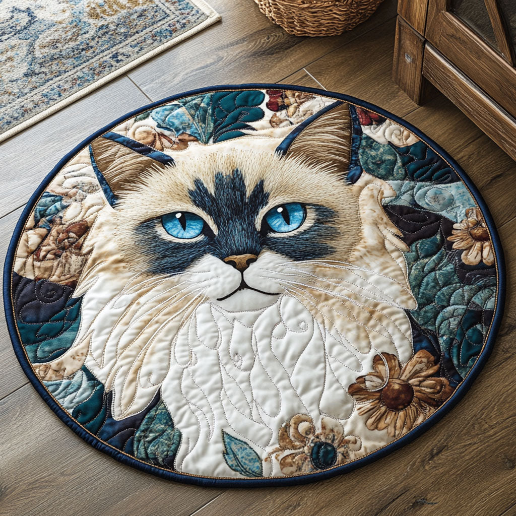 Floral Ragdoll CP0107003CL Quilted Round Mat