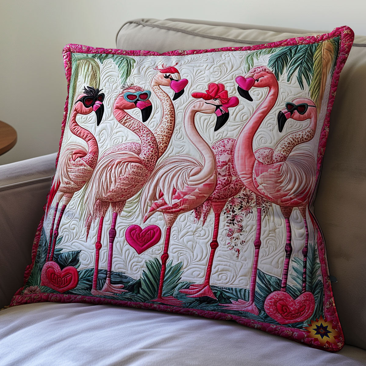 Heart Flamingo WY0612099CL Quilt Pillow Case