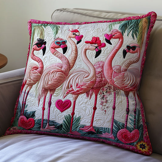 Heart Flamingo WY0612099CL Quilt Pillow Case