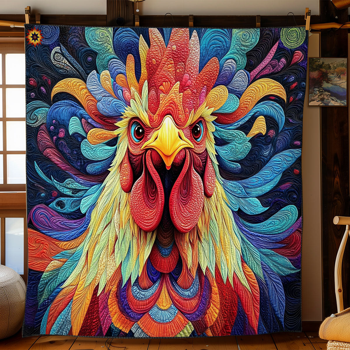 Colorful Rooster WY2111039CL Quilt