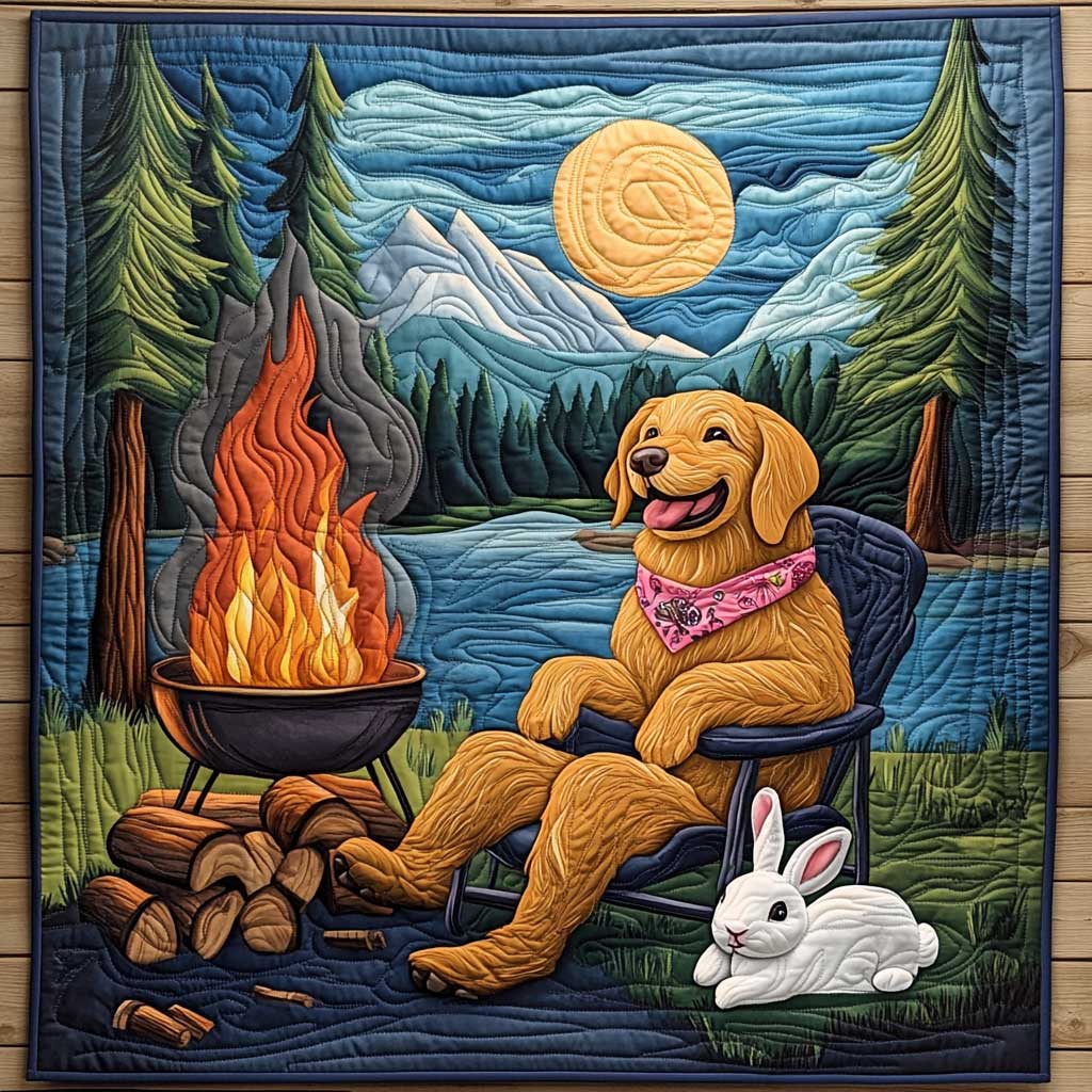 Camping Day Golden Retriever WP1709032CL Quilt