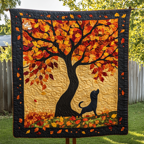 Golden Leaves Dog WN0310035CL Quilt