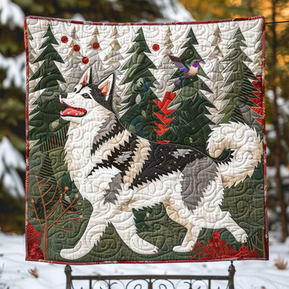 Christmas Celebrating Husky WP1710026CL Quilt