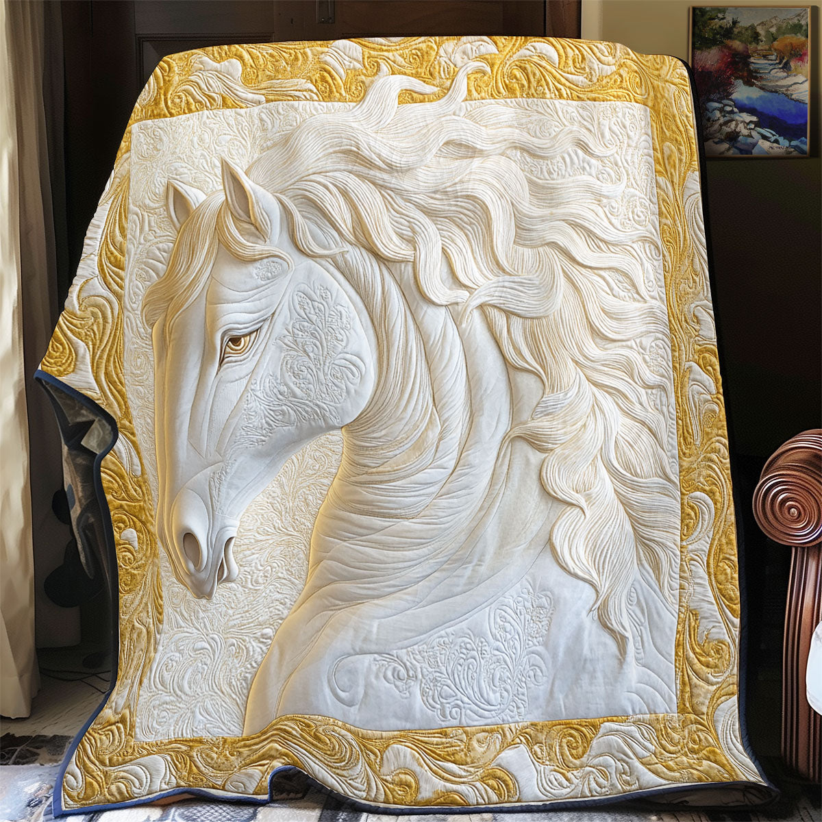 Gold White Horse WY1811030CL Quilt