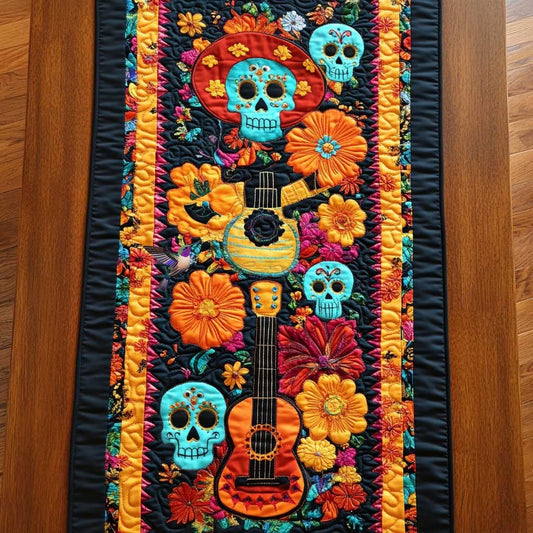 Fiesta Skull Guitar WN0111020CL Quilted Table Runner