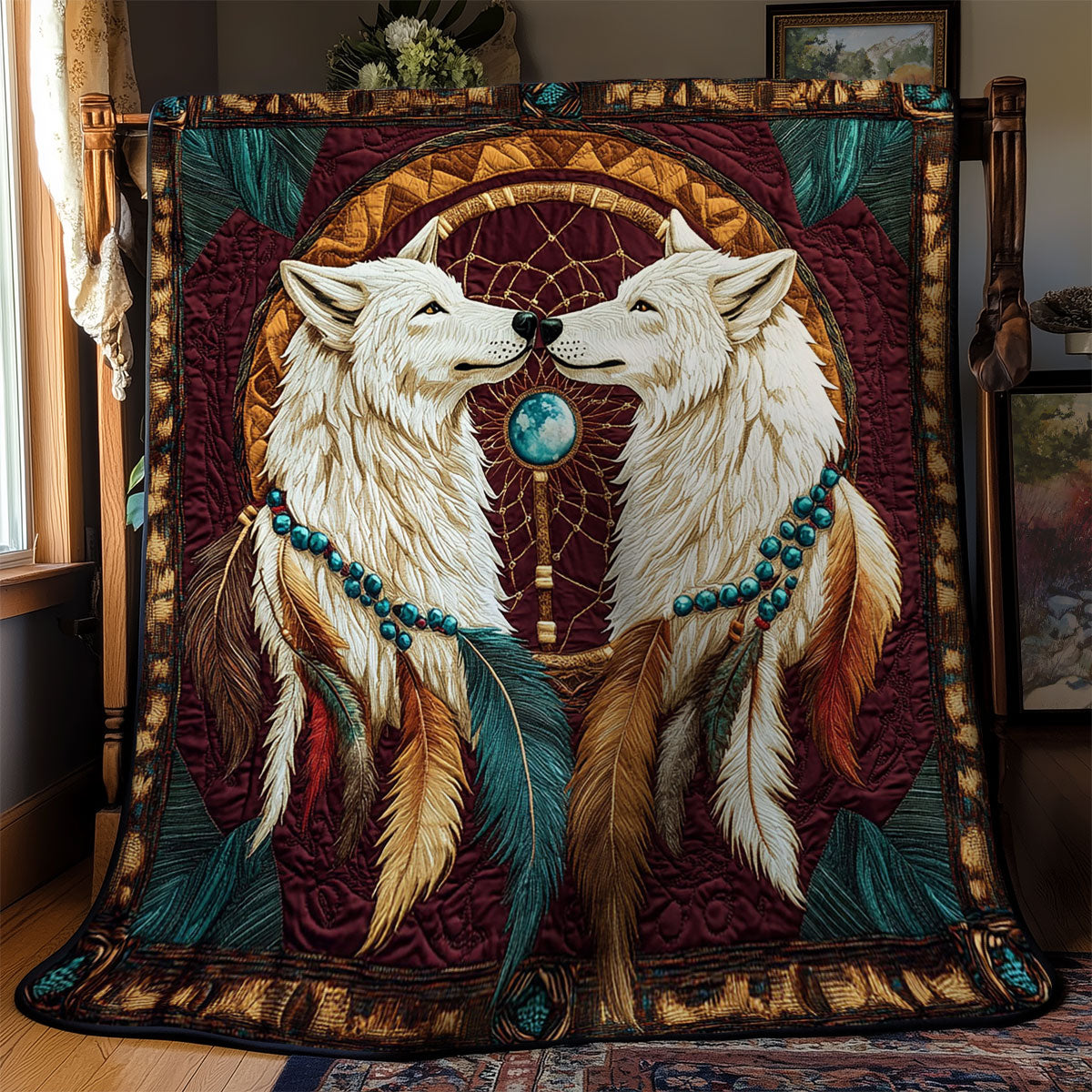 Dreamcatcher And Couple Wolf WY2702069CL Quilt