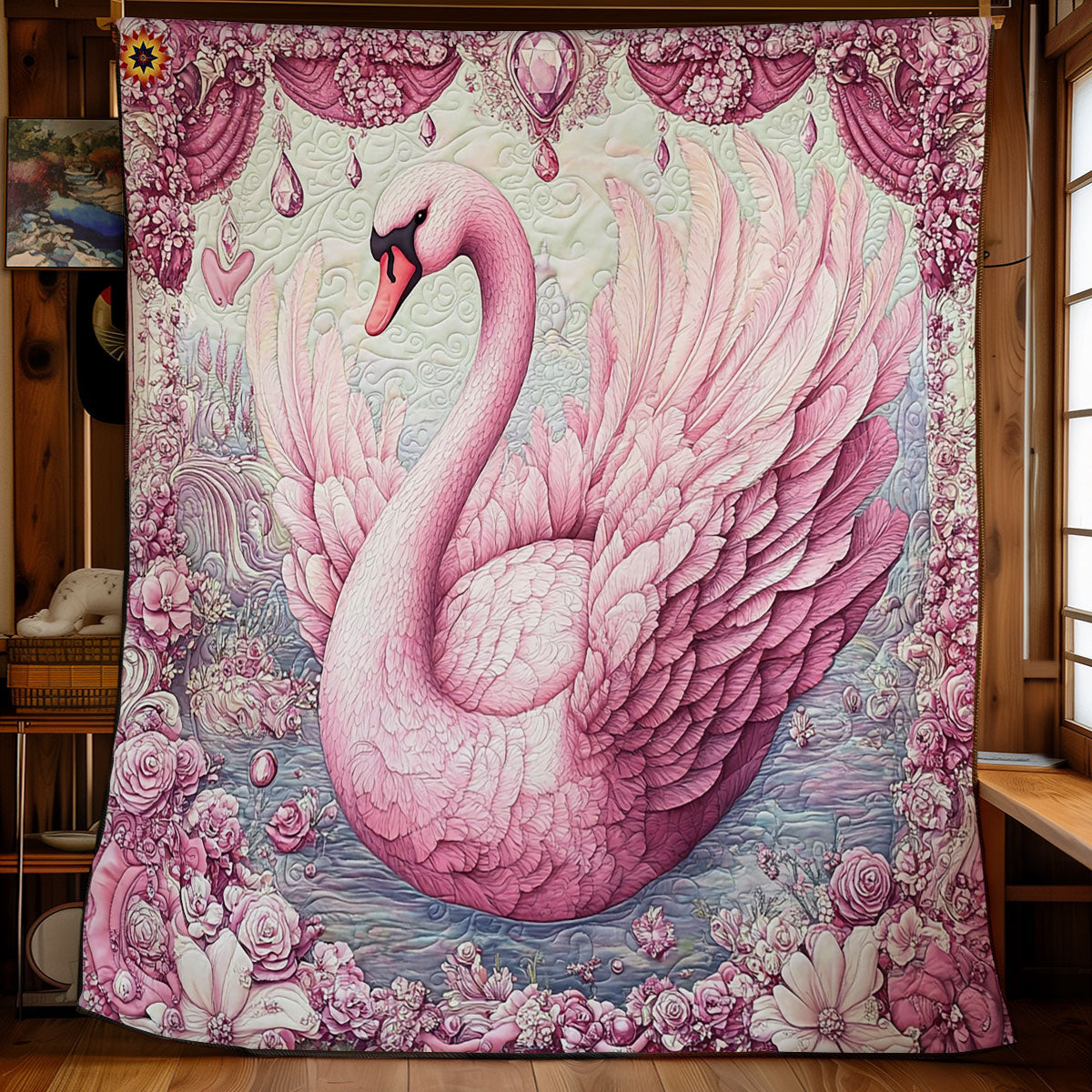 Pink Swan WY1411036CL Quilt
